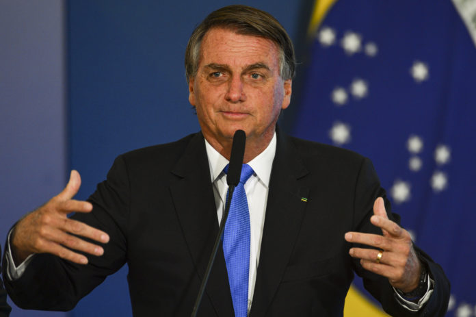 O presidente Jair Bolsonaro durante o lançamento do Canal Educação e do Canal Libras, no Palácio do Planalto.