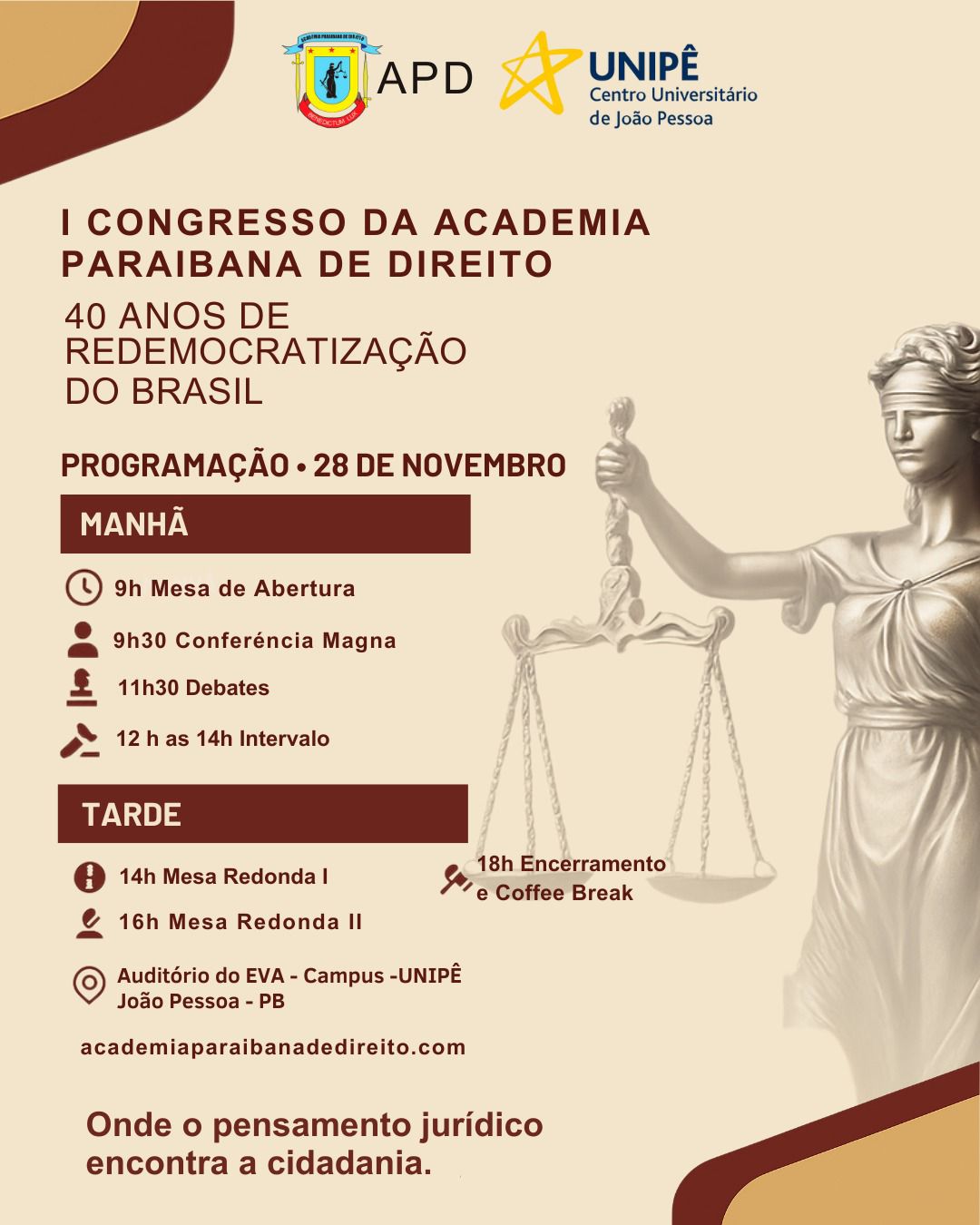 APD promove congresso sobre os 40 anos da redemocratização do Brasil em João Pessoa